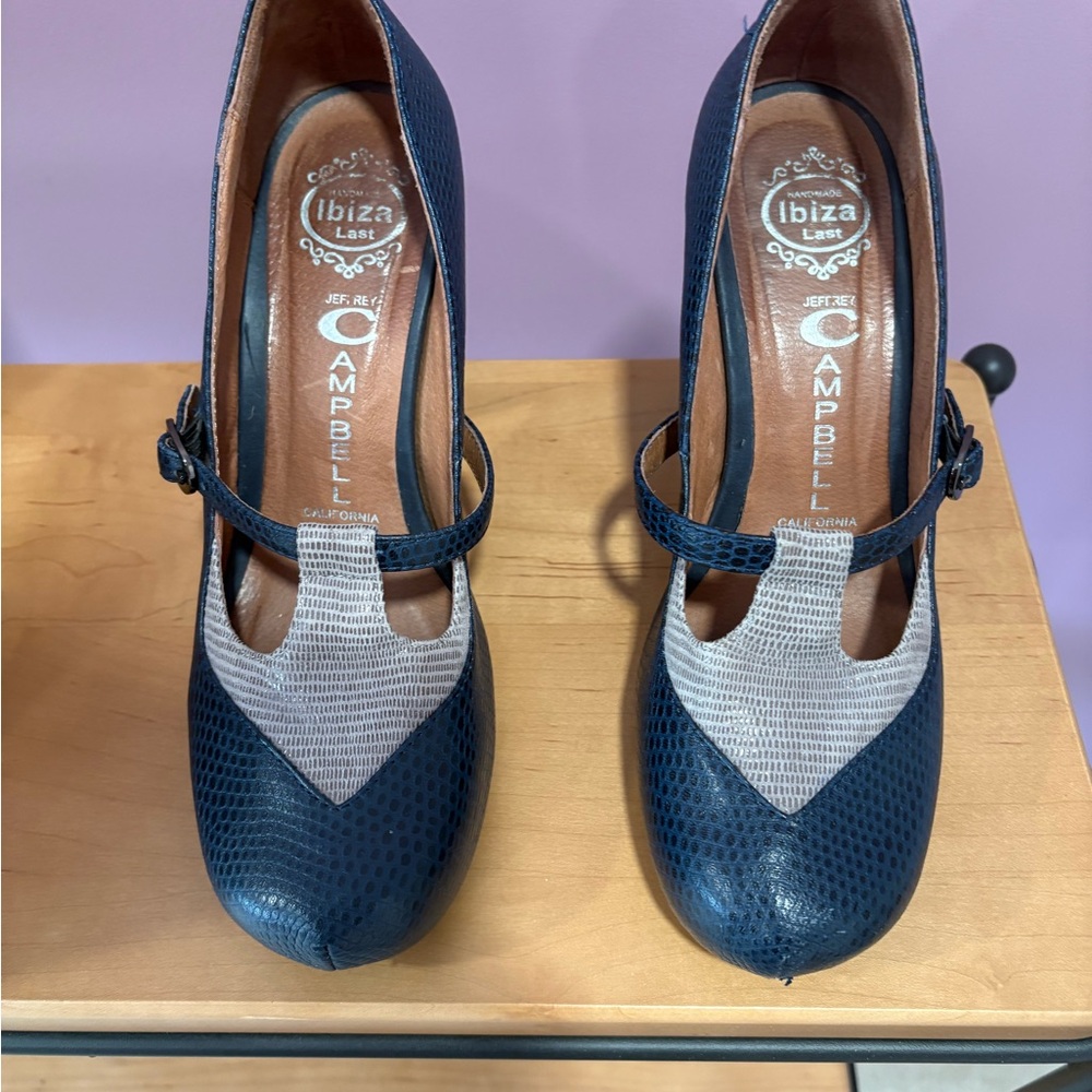 Jeffrey Campbell Ibiza Last Blue Mary Jane Block Heels Size 7